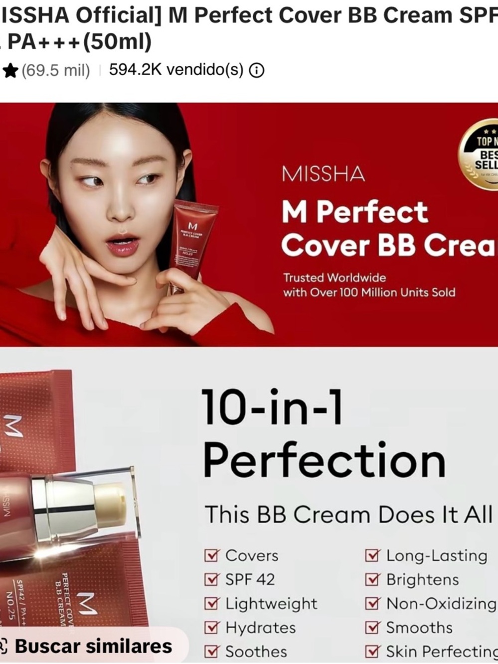 MISSHA M Perfect Cover BB Cream SPF42 PA+++ - Natural Beige